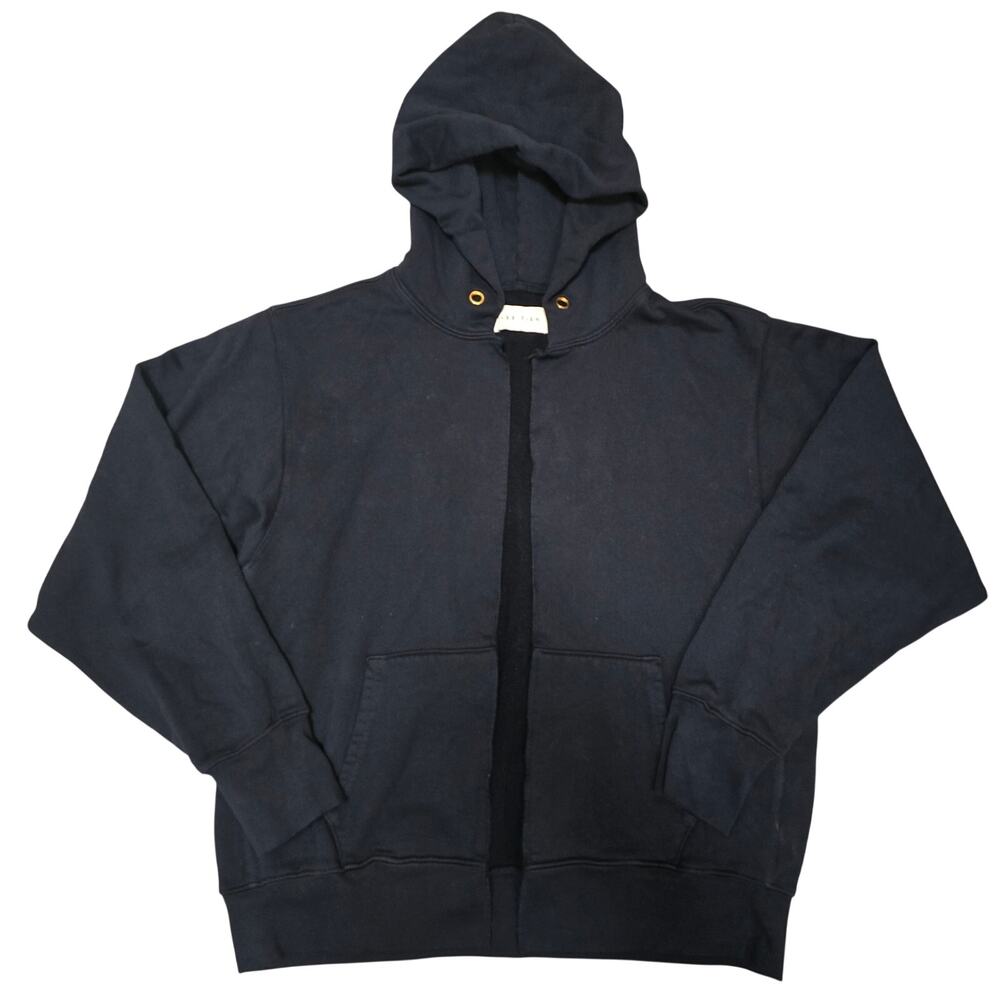 Les Tien Navy Blue Hoodie Medium NWOT No Zipper Installed